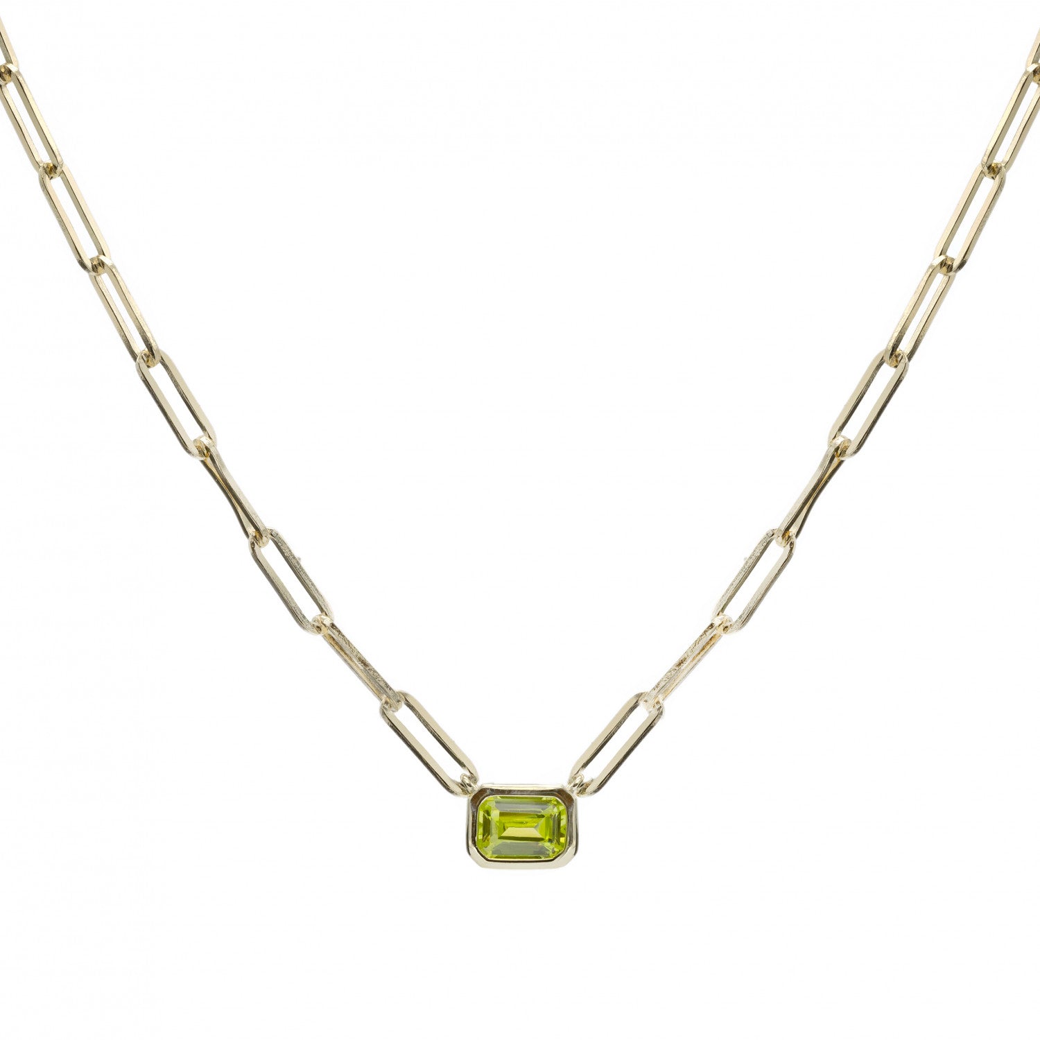 Collares con piedras tono lima con eslabones dorados-LINEARGENT