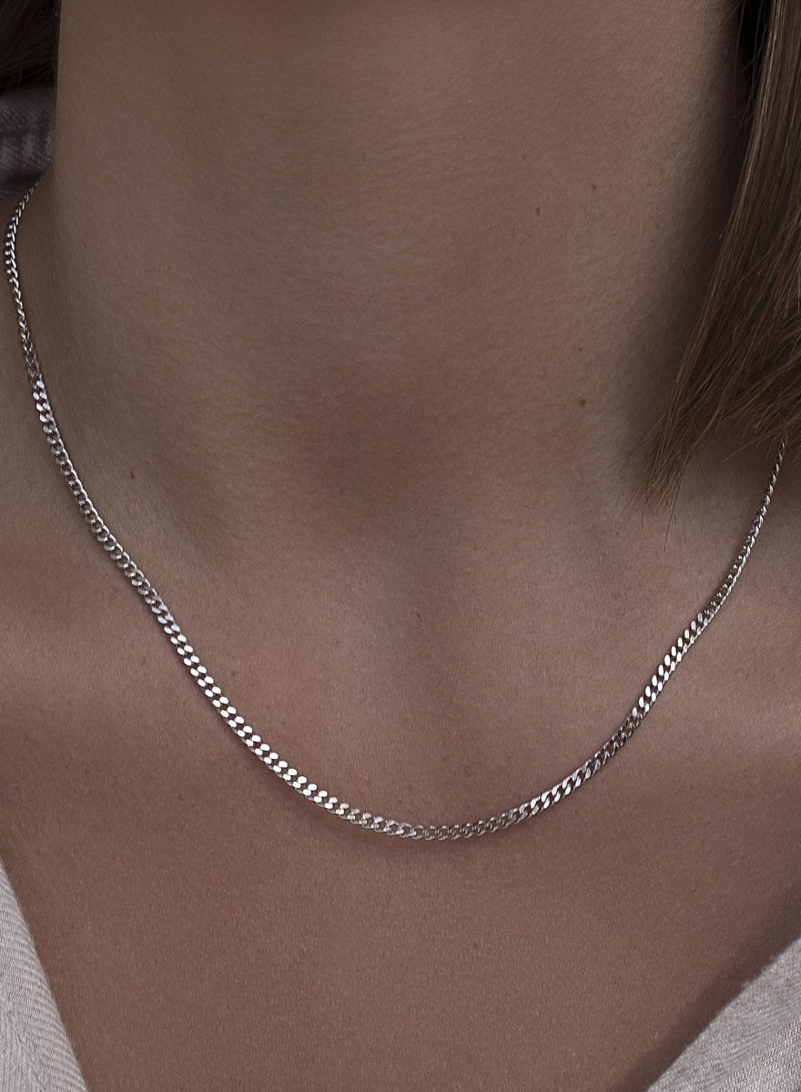 Collares cortos de plata diseño cadena-LINEARGENT