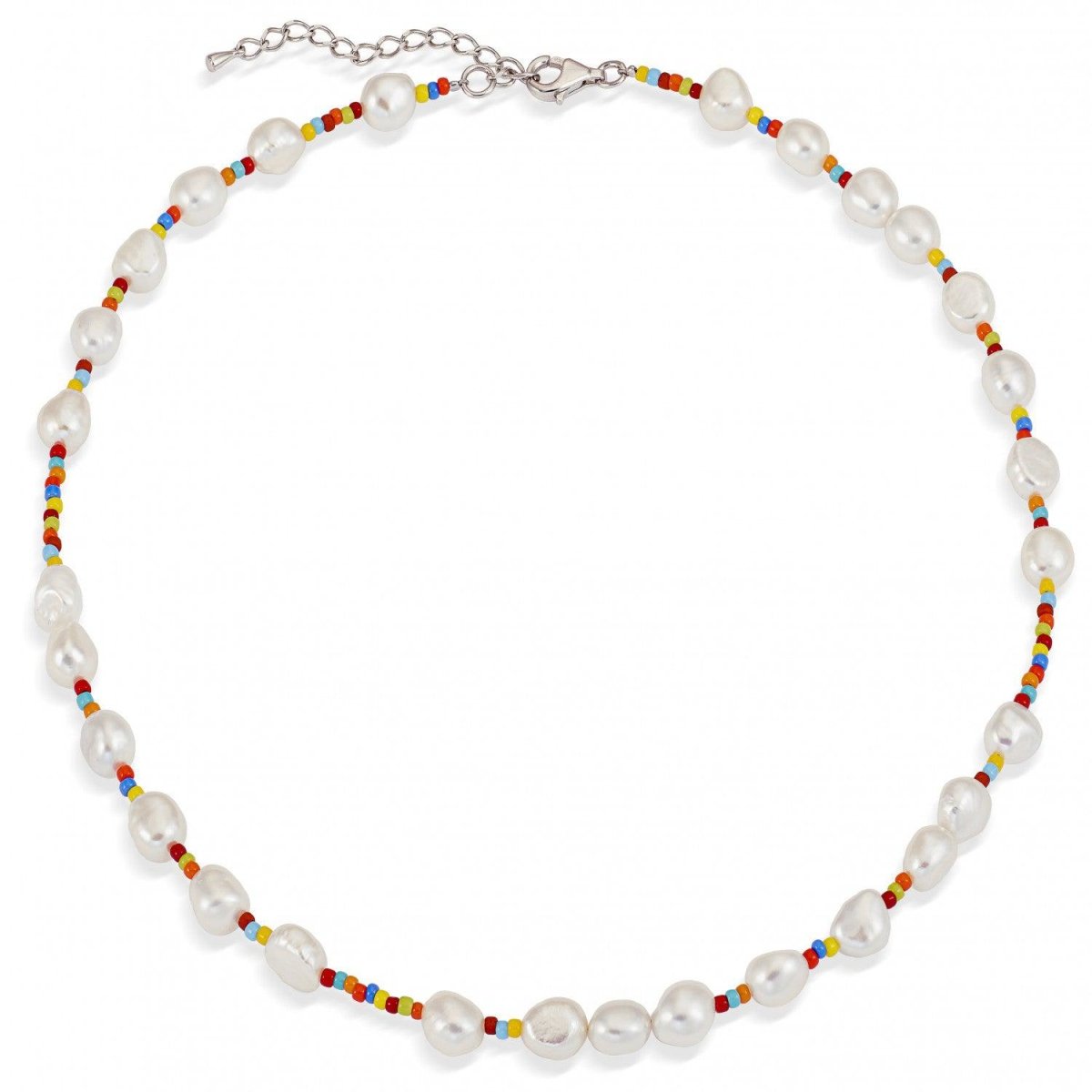 Collares cortos de plata diseño multicolor con perla-LINEARGENT