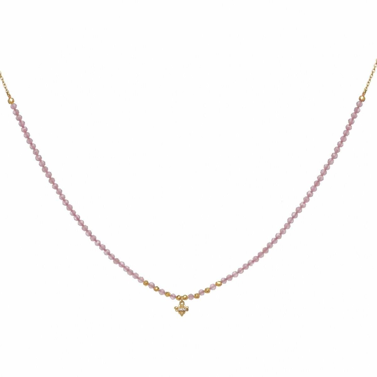 Collares cortos diseño charm de abeja con abalorios-LINEARGENT