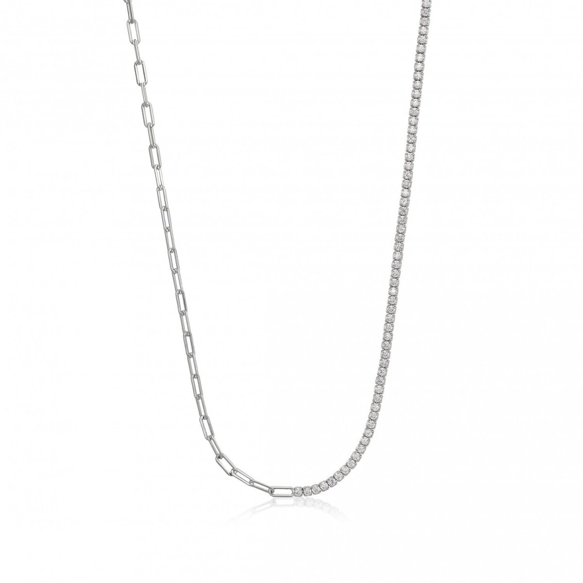 Collares cortos diseño de paper clip y circonitas-LINEARGENT