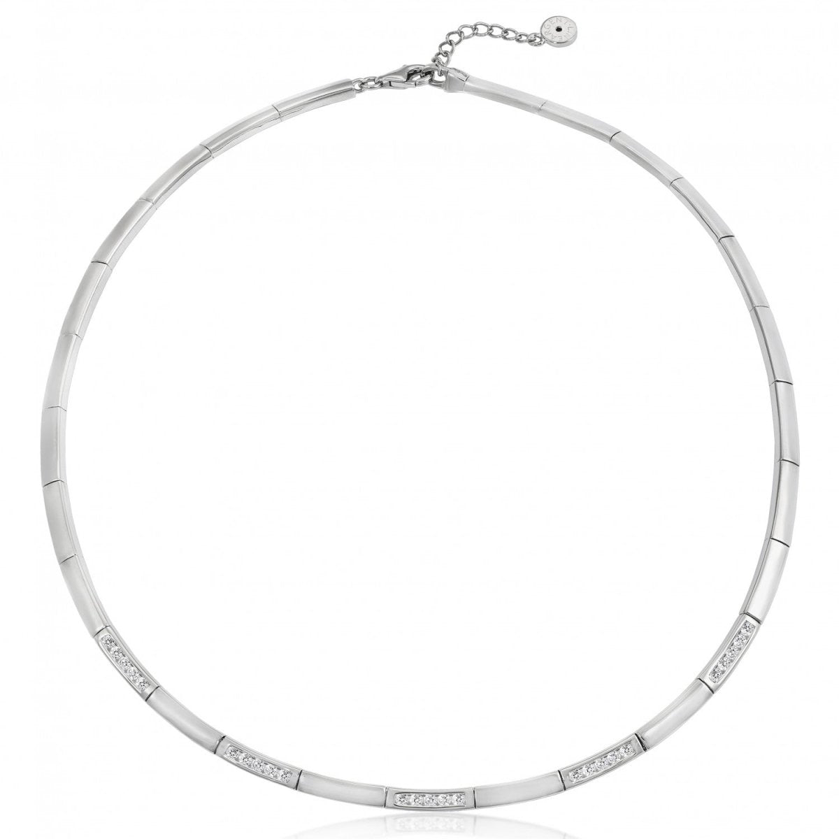 colliers courtes design pièces de pièces argent lisse avec zircons-LINEARGENT