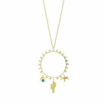 Collares de plata grandes diseño circular cactus