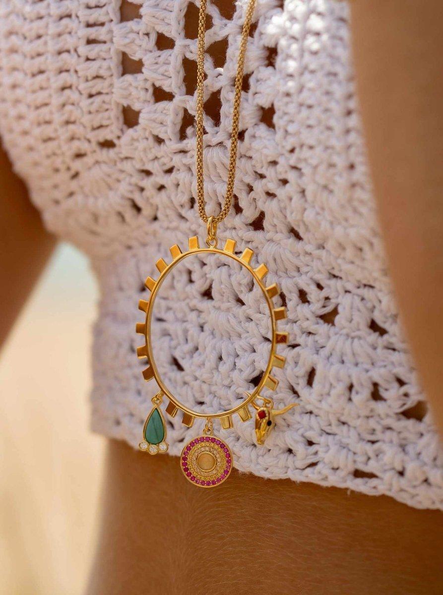 Collares de plata grandes diseño cirucular cabra-LINEARGENT