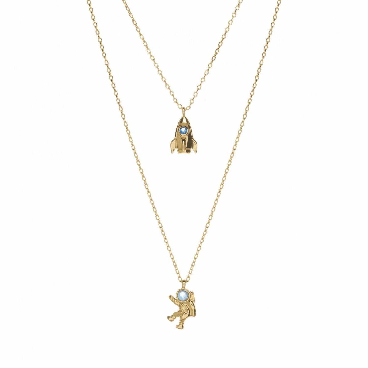 Collares dobles de plata diseño espacial-LINEARGENT