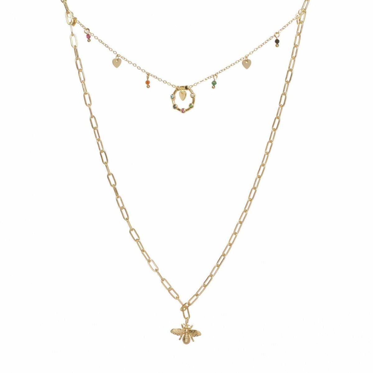 Collares dobles en plata motivo de mosca-LINEARGENT