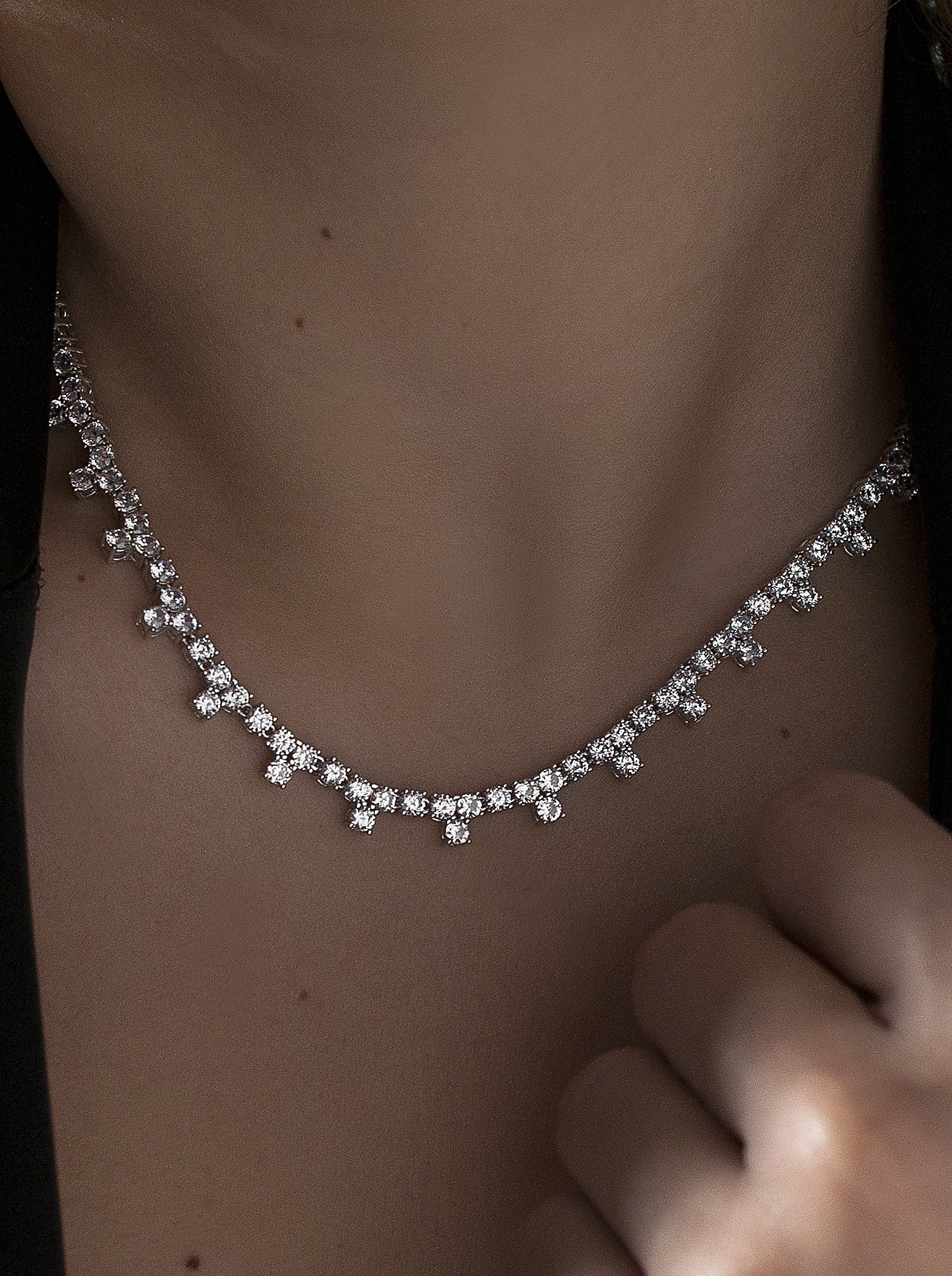 colliers fête en argent style mariée avec zircons-LINEARGENT