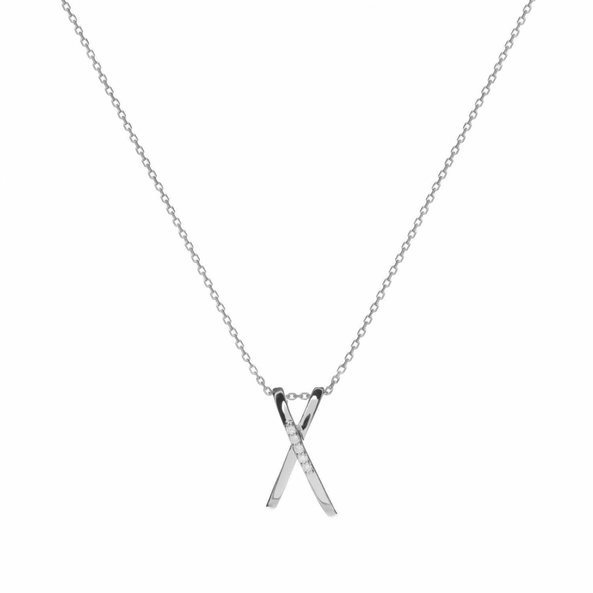 Collares largos diseño de dos bandas cruzadas con circonitas-LINEARGENT