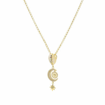 Collares plata originales baño en oro diseño lunar con perla