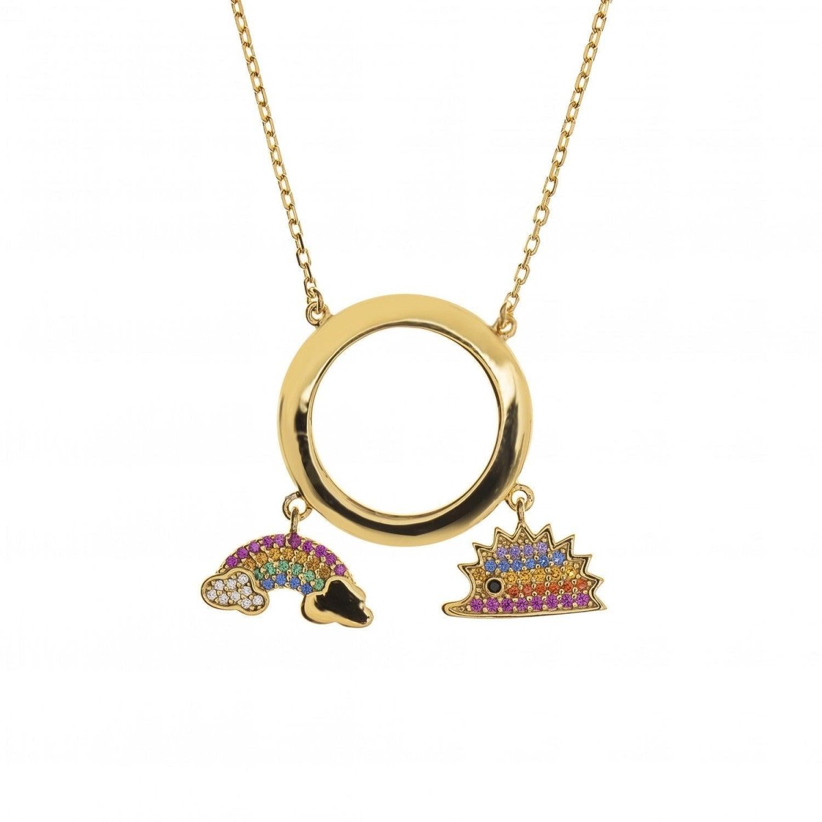 Collares plata originales baño oro diseño arcoíris-LINEARGENT