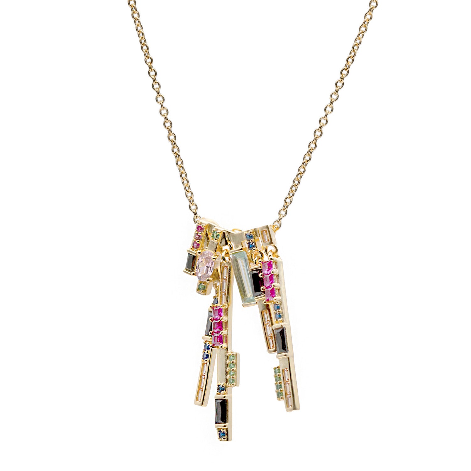 Collares plata originales diseño chaos multicolor-LINEARGENT