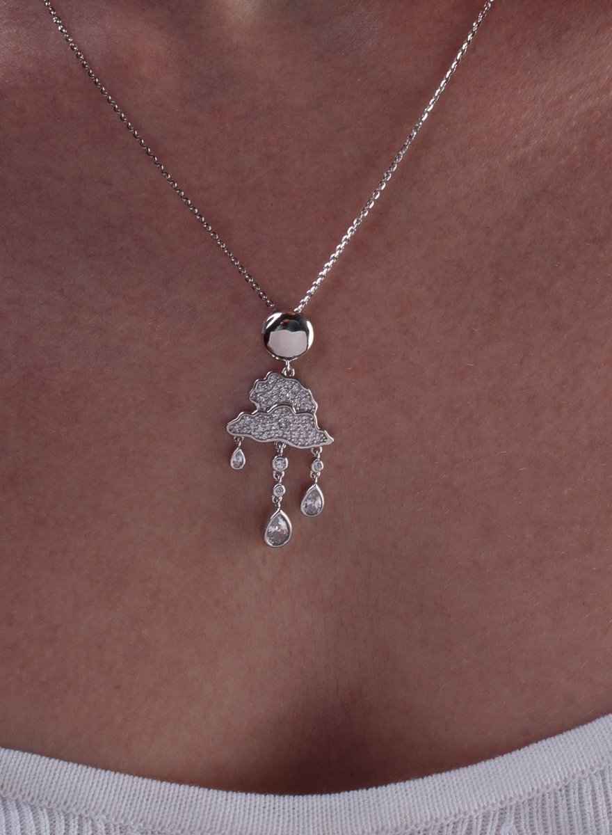 Collares plata originales diseño charms de nubes y gotas-LINEARGENT