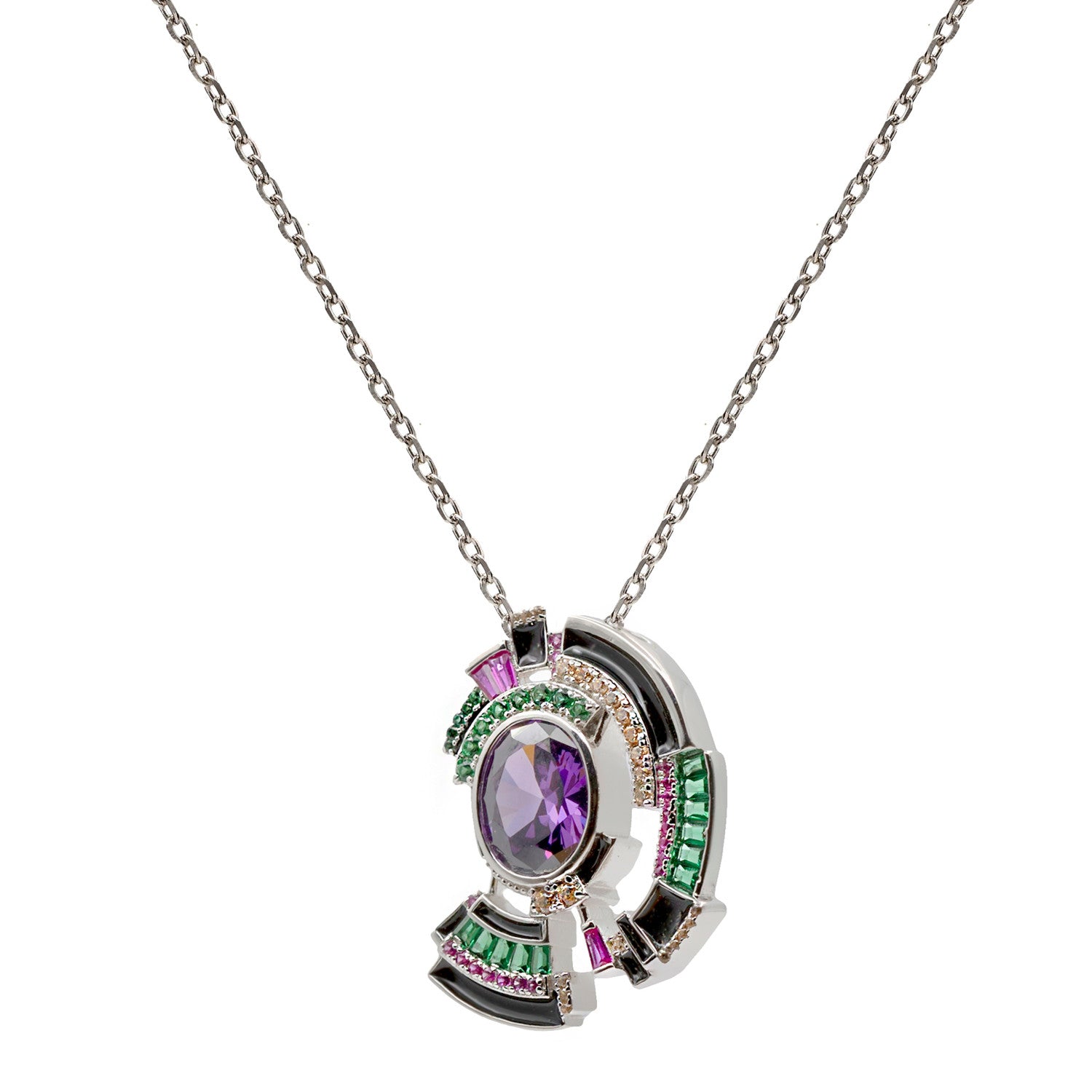 Collares plata originales gemas multicolor diseño chaos-LINEARGENT