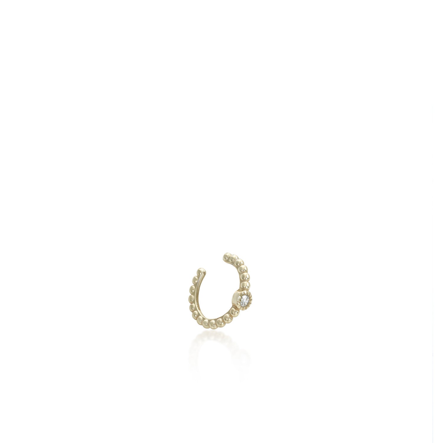 Ear cuff de plata bañada en oro diseño bolas con circonita-LINEARGENT