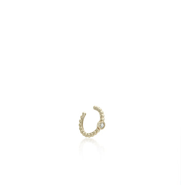 Ear cuff de plata bañada en oro diseño bolas con circonita