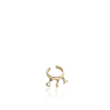Ear cuff de plata bañada en oro diseño circonitas colgando