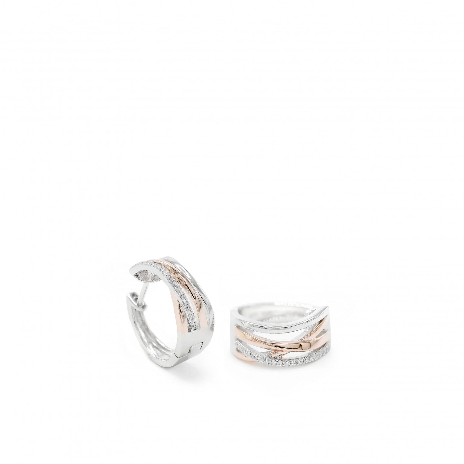 Pendientes aro bicolores formados por cuatro raíles-LINEARGENT