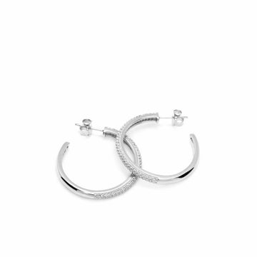 Pendientes aro de plata circonitas blancas modelo grande