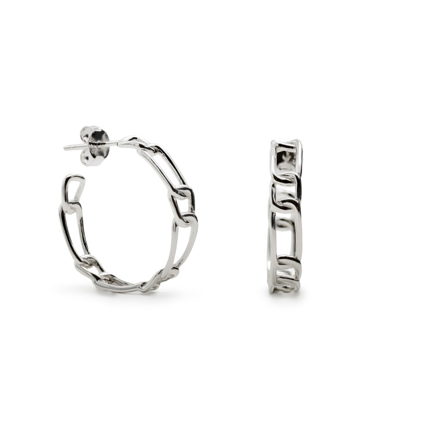 Pendientes aro de plata diseño encadenado-LINEARGENT