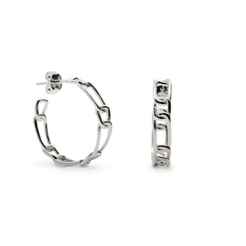 Pendientes aro de plata diseño encadenado