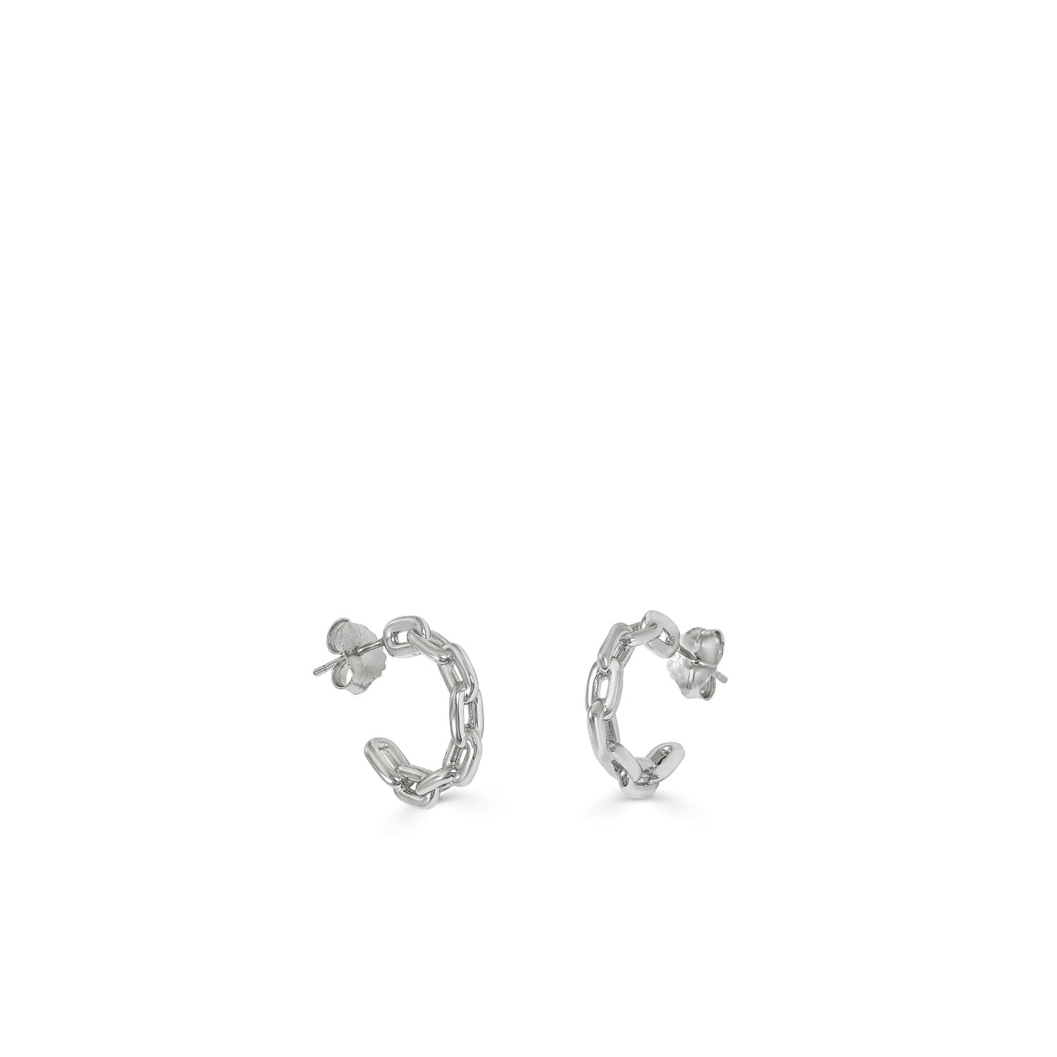Pendientes aro de plata pequeños modelo eslabones-LINEARGENT