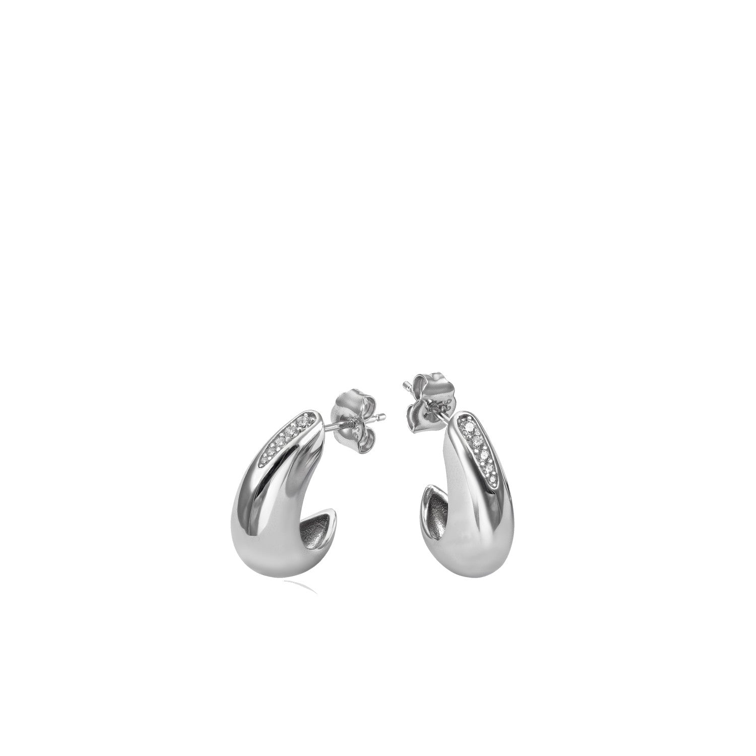 Pendientes aro diseño gota con detalle circonitas-LINEARGENT