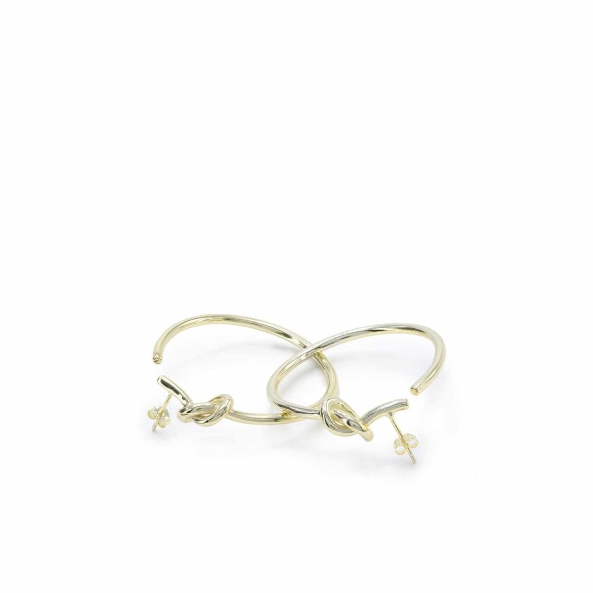 Pendientes aro originales bañados en oro diseño nudo en la parte superior-LINEARGENT