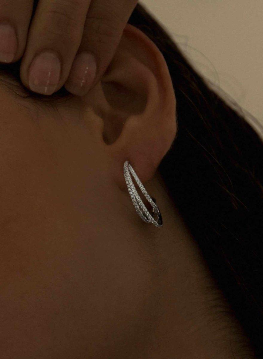 earrings hoop original design triple interlocking LINEARGENT