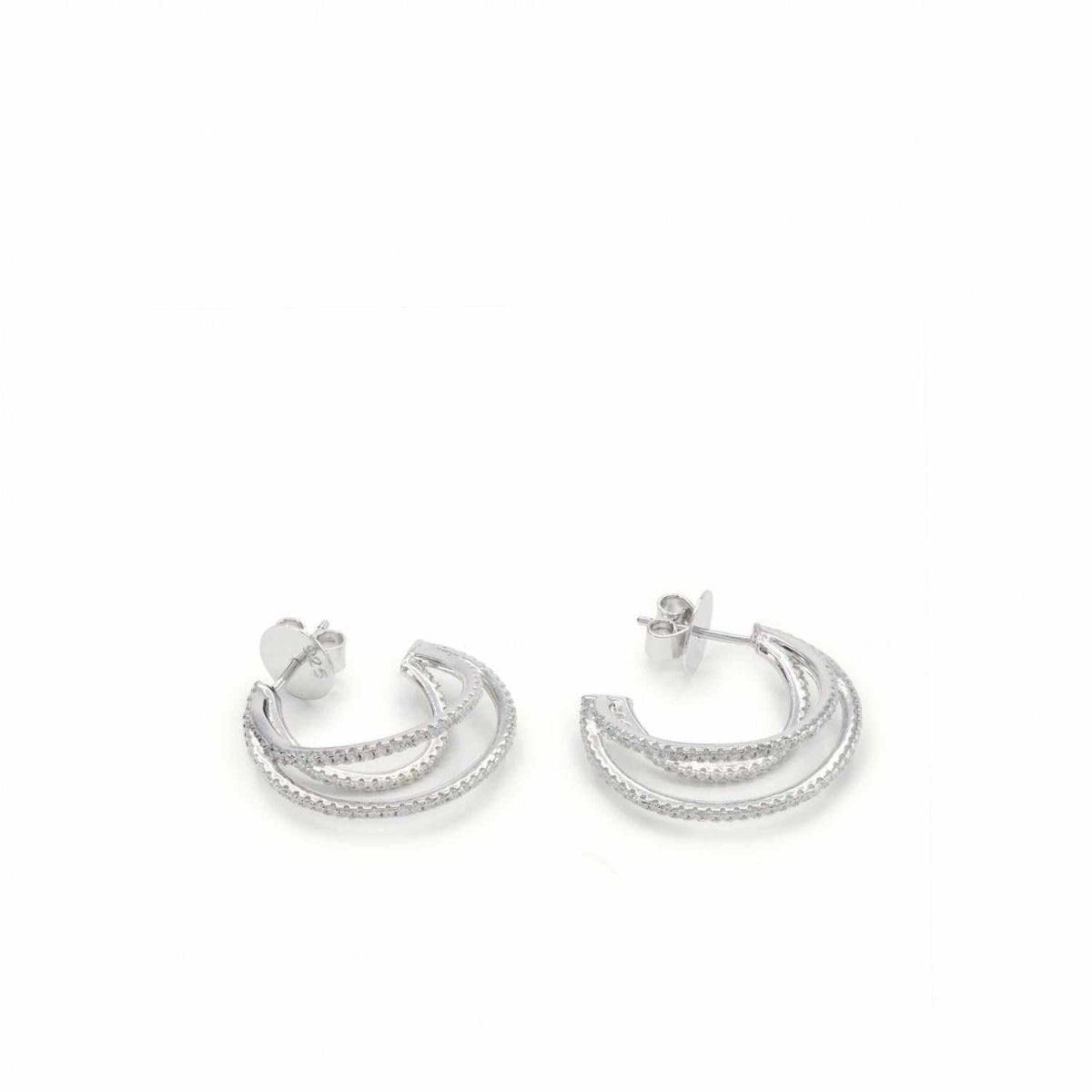 earrings hoop original design triple interlocking LINEARGENT