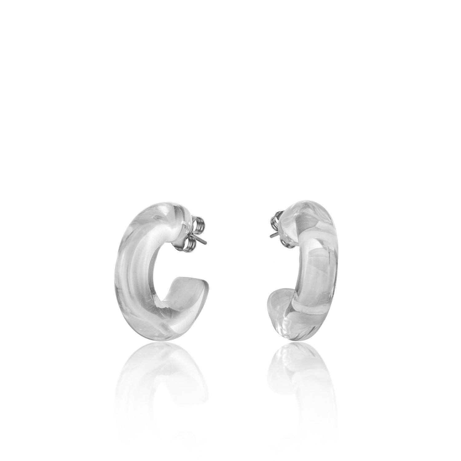 Pendientes aro originales en blanco transparente-LINEARGENT
