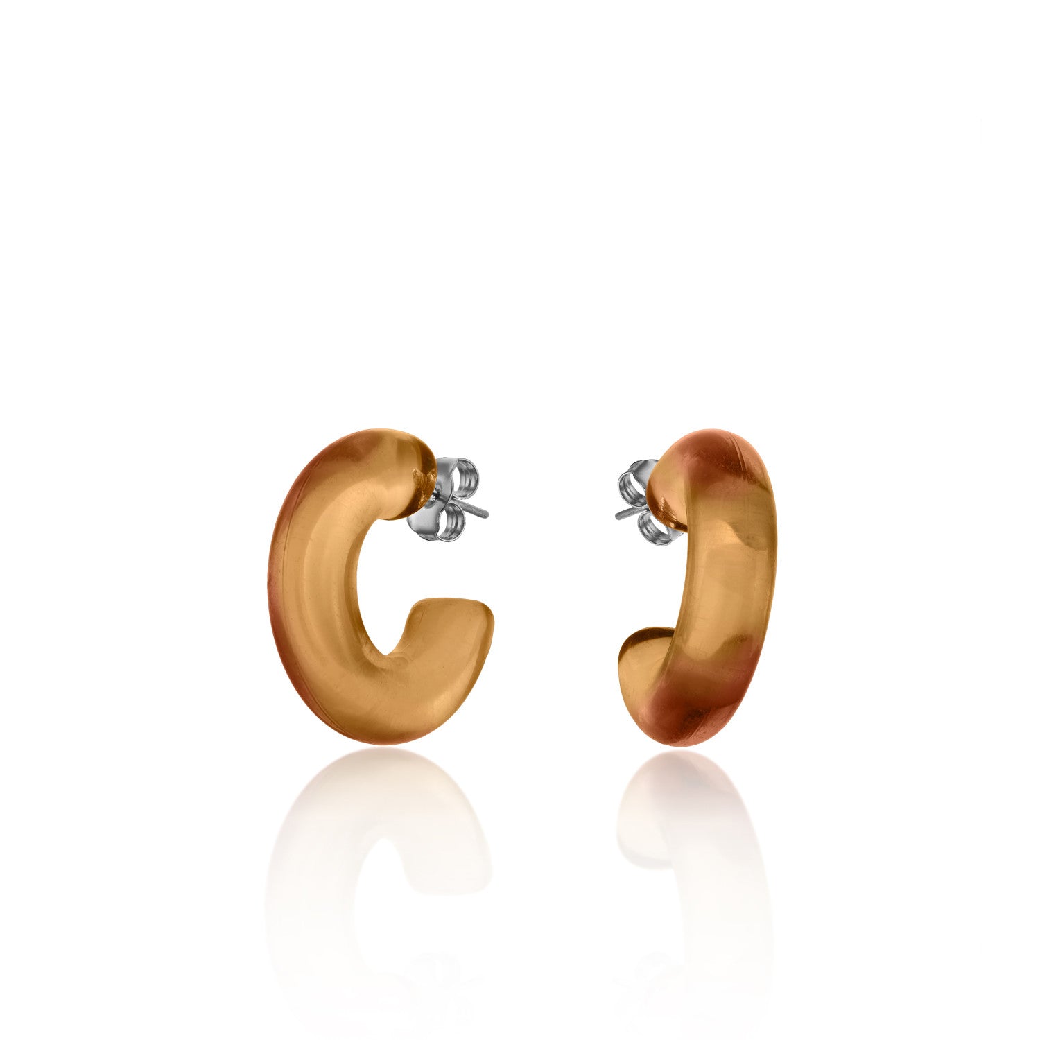 Pendientes aro originales en tono naranja-LINEARGENT