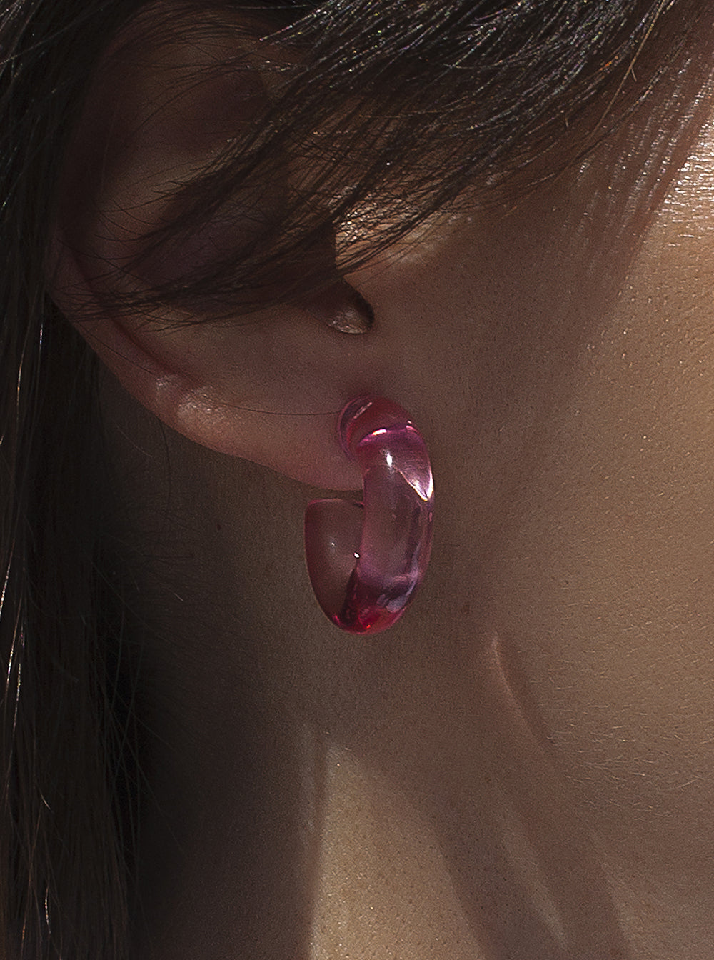 Pendientes aro originales en tono rosa-LINEARGENT