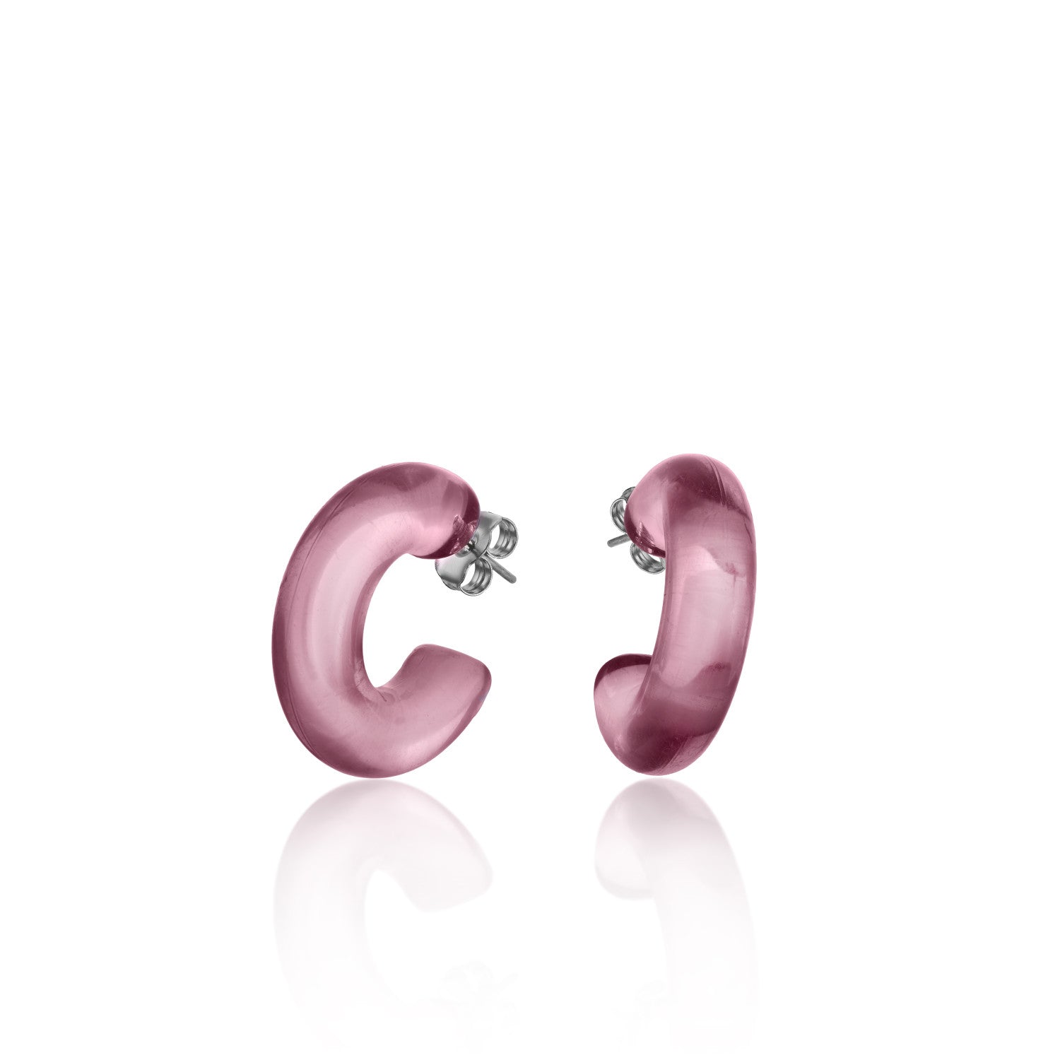 Pendientes aro originales en tono rosa-LINEARGENT