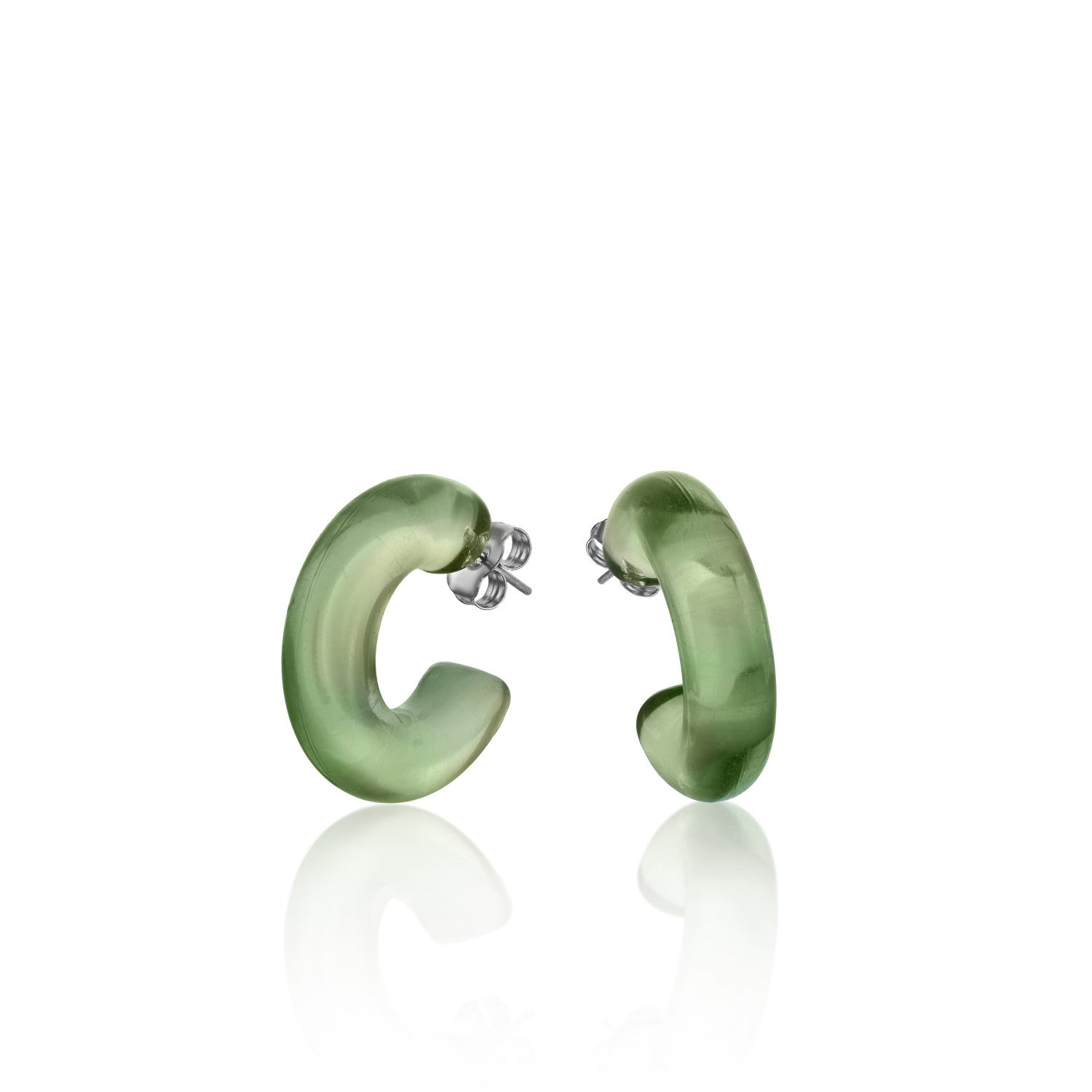 Pendientes aro originales en tono verde-LINEARGENT