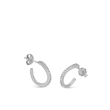 Pendientes aro pequeños diseño curvilíneo con circonitas