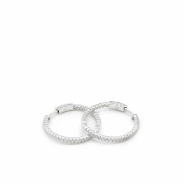Pendientes aro plata circulares con circonitas interiores y exteriores