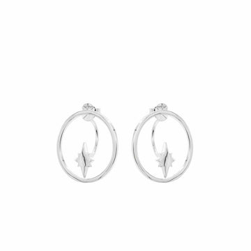 Pendientes aro plata circulares con estrella polar