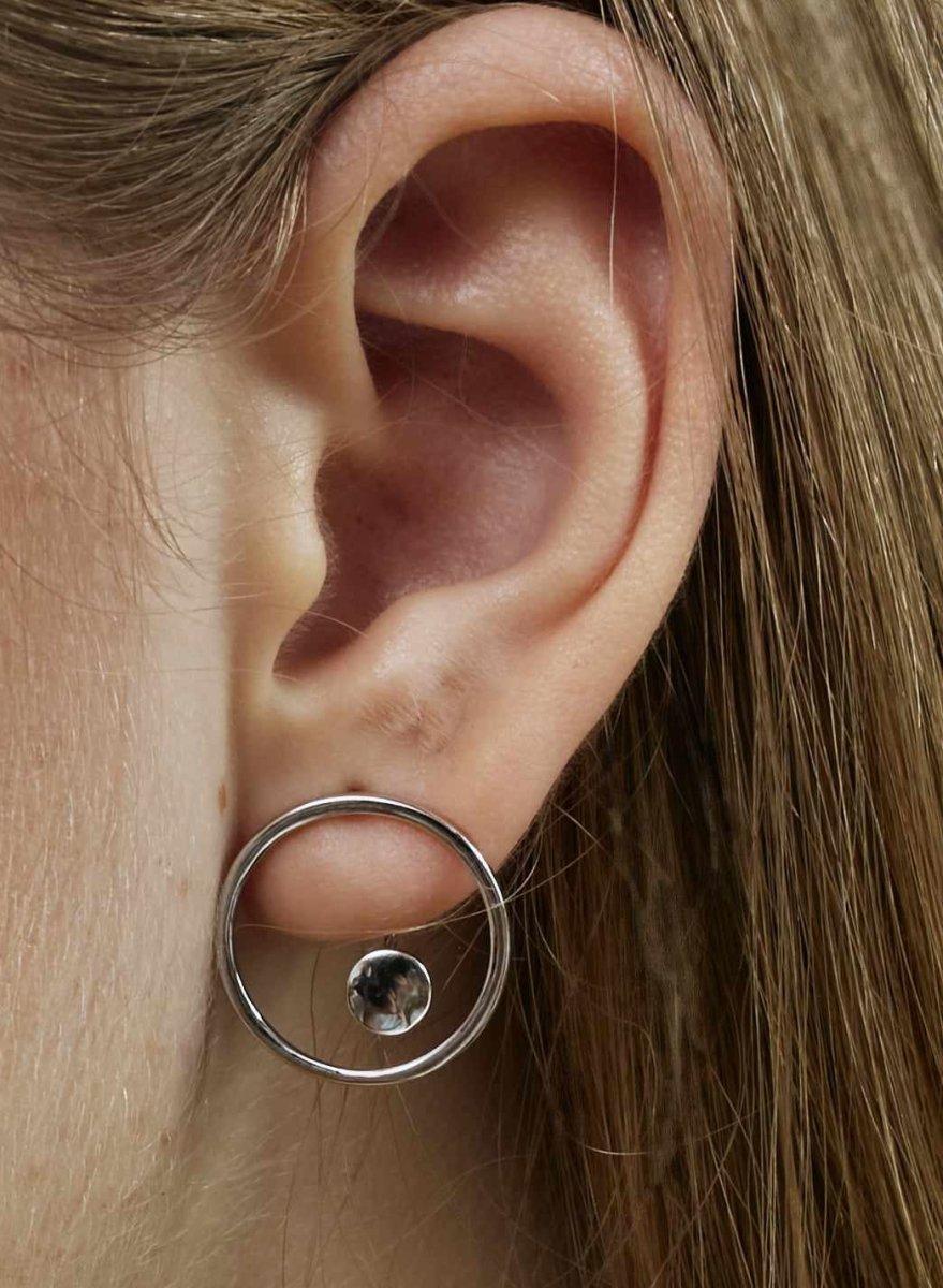 Pendientes aro plata circulares con motivo círculo-LINEARGENT