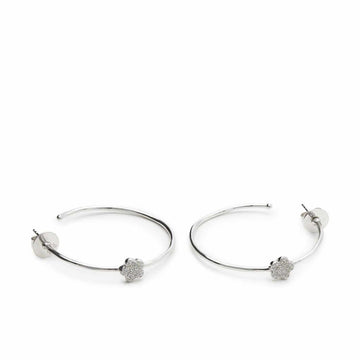 Pendientes aro plata muy fino con motivo de flor y circonitas