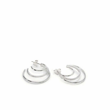 Pendientes aro plata pequeños triple aro con circonitas