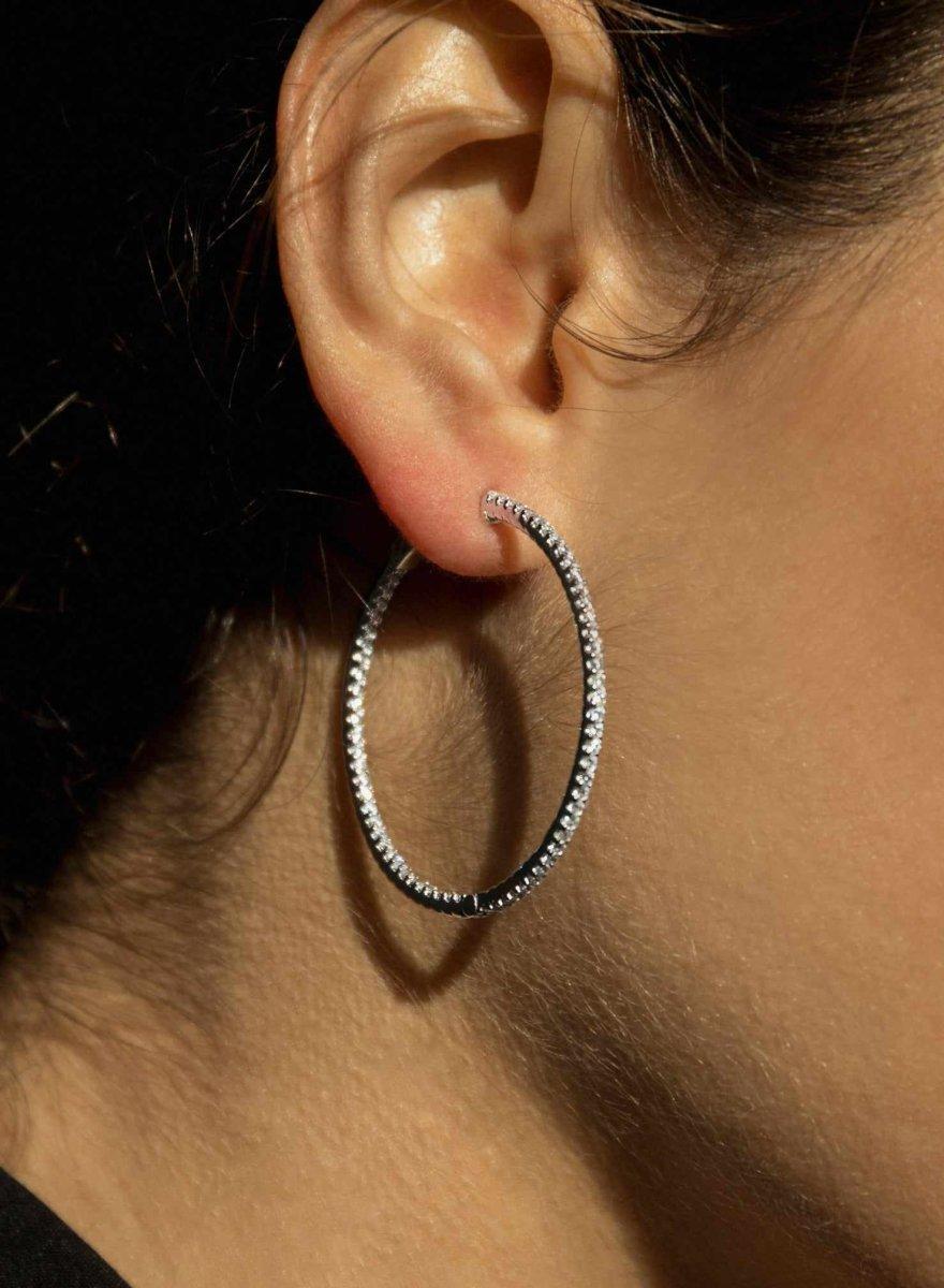 earrings hoops with zirconias rail medium LINEARGENT