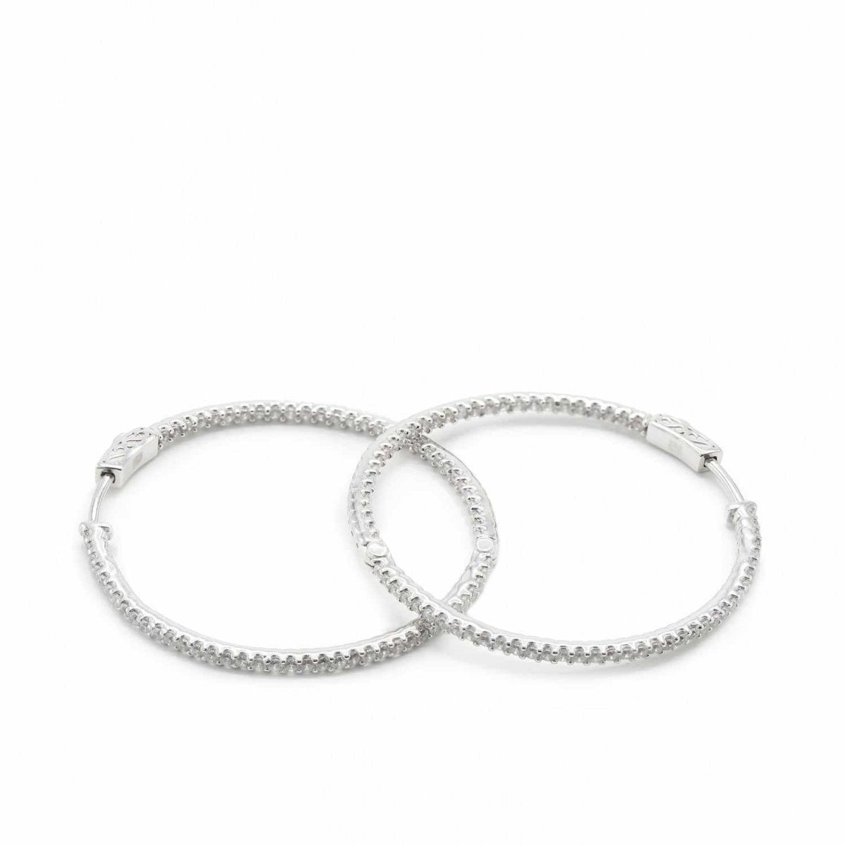 earrings hoops with zirconias rail medium LINEARGENT
