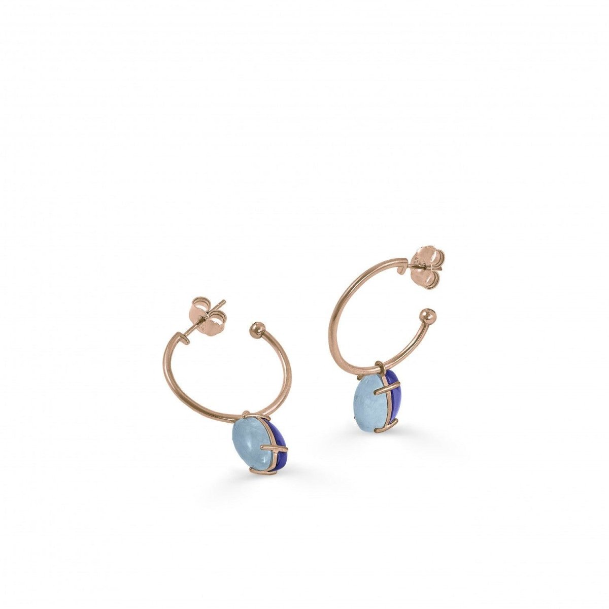 Pendientes aros con colgantes de cuarzo adamantino azul-LINEARGENT