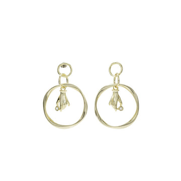 Pendientes aros con colgantes diseño charm de mano y circonita