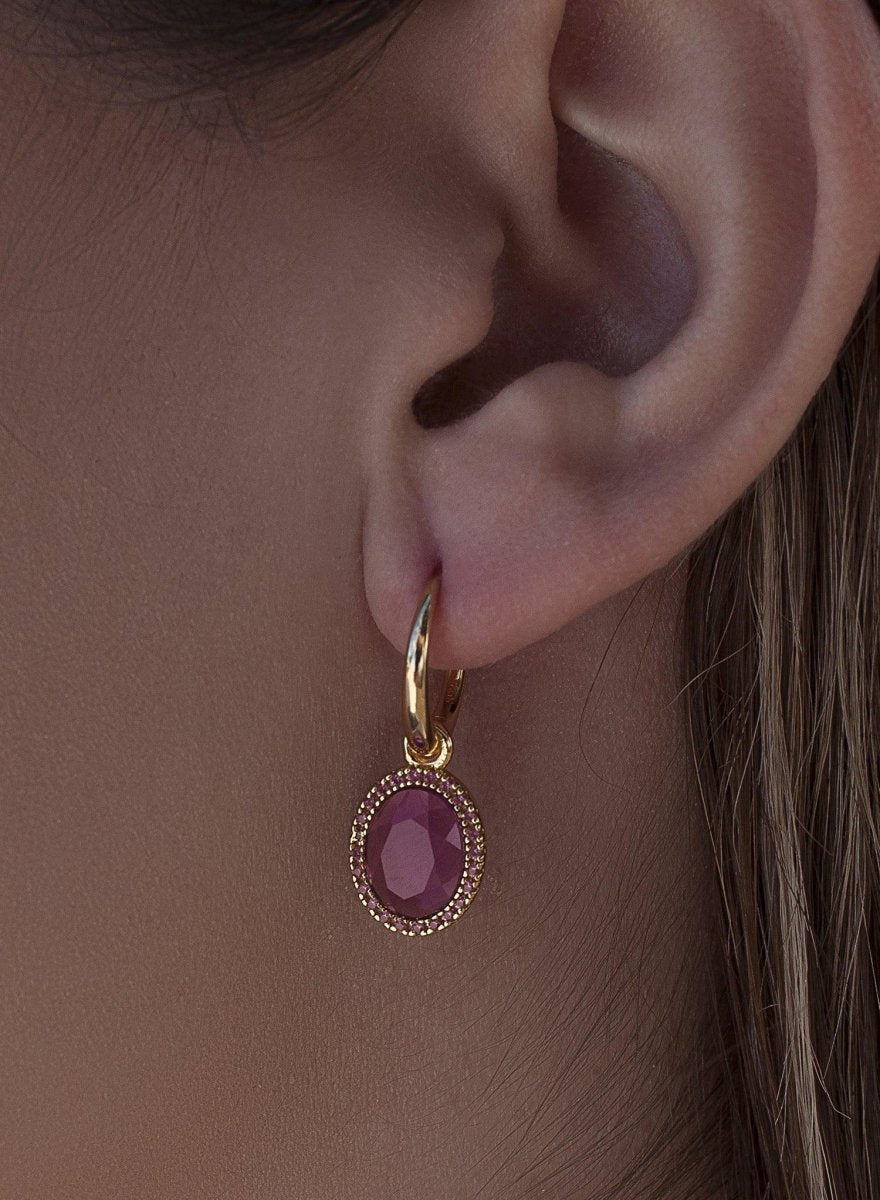 Boucles d'oreilles créoles avec pendentifs design LINEARGENT