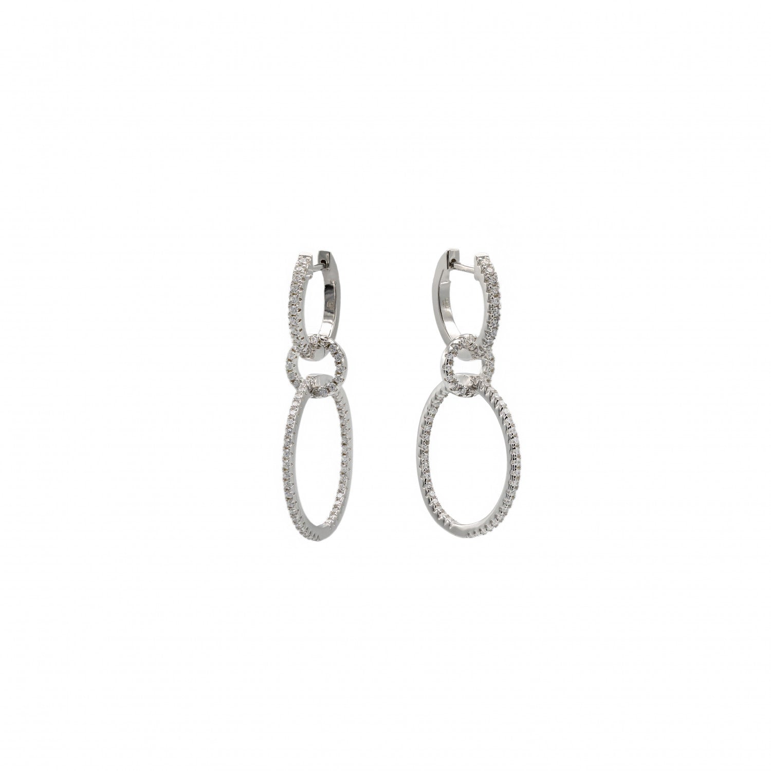 Pendientes aros con colgantes diseño de triple aro con circonitas-LINEARGENT