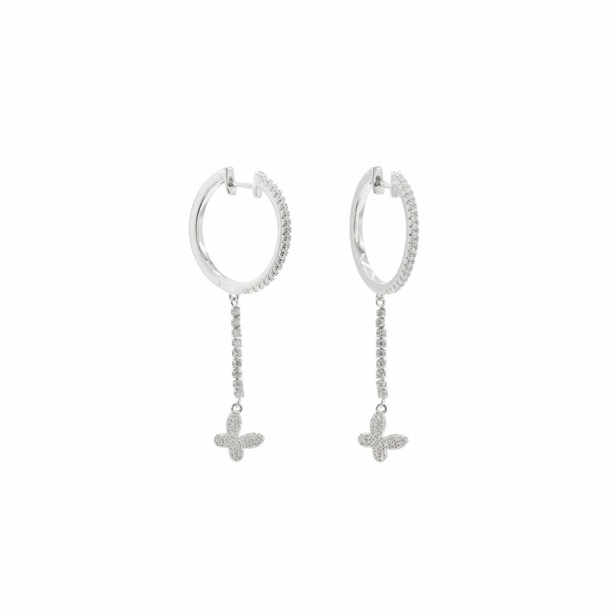 Pendientes aros con colgantes diseño mariposa con circonitas-LINEARGENT