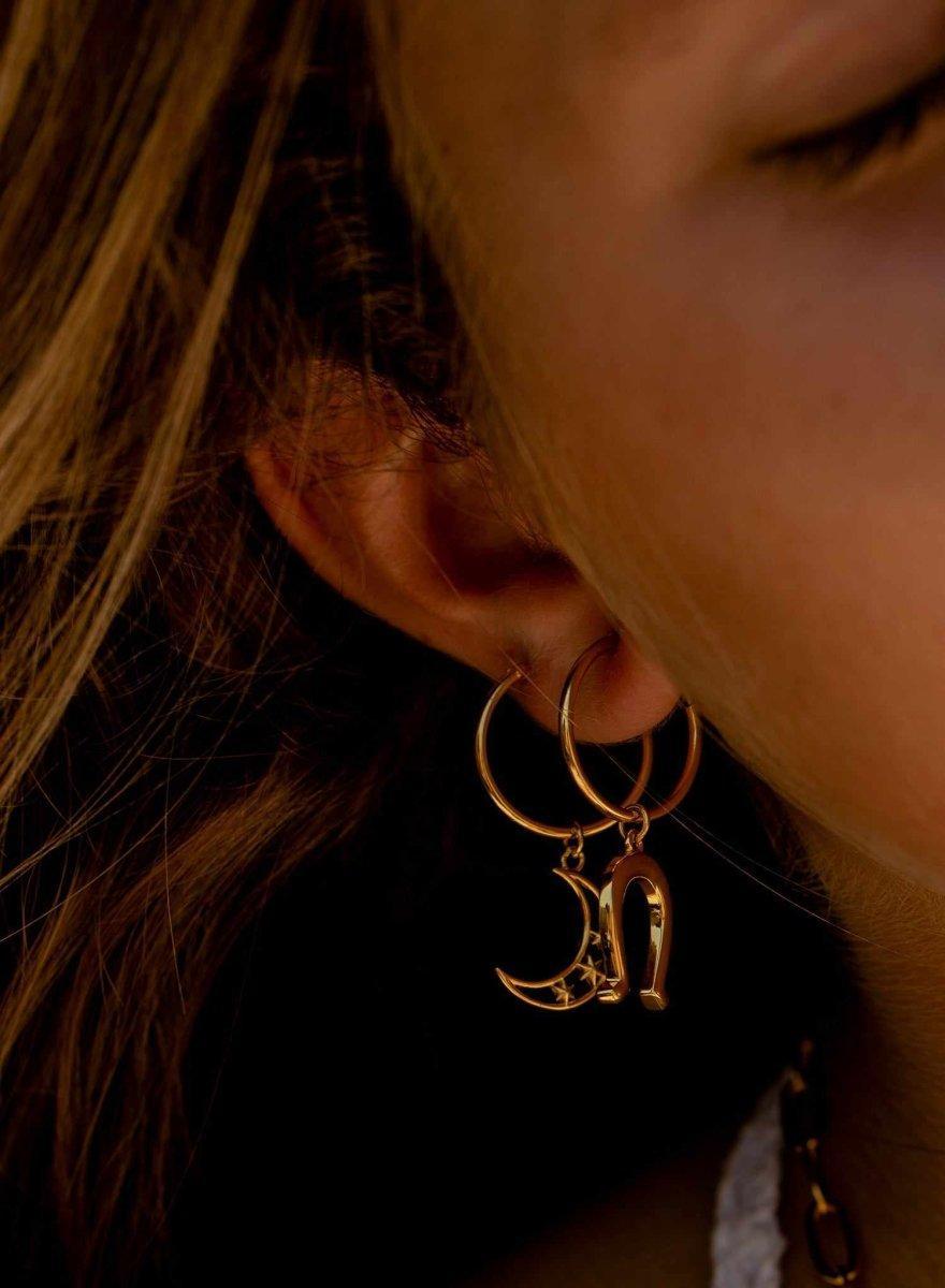 Pendientes aros con colgantes estilo motivo herradura-LINEARGENT