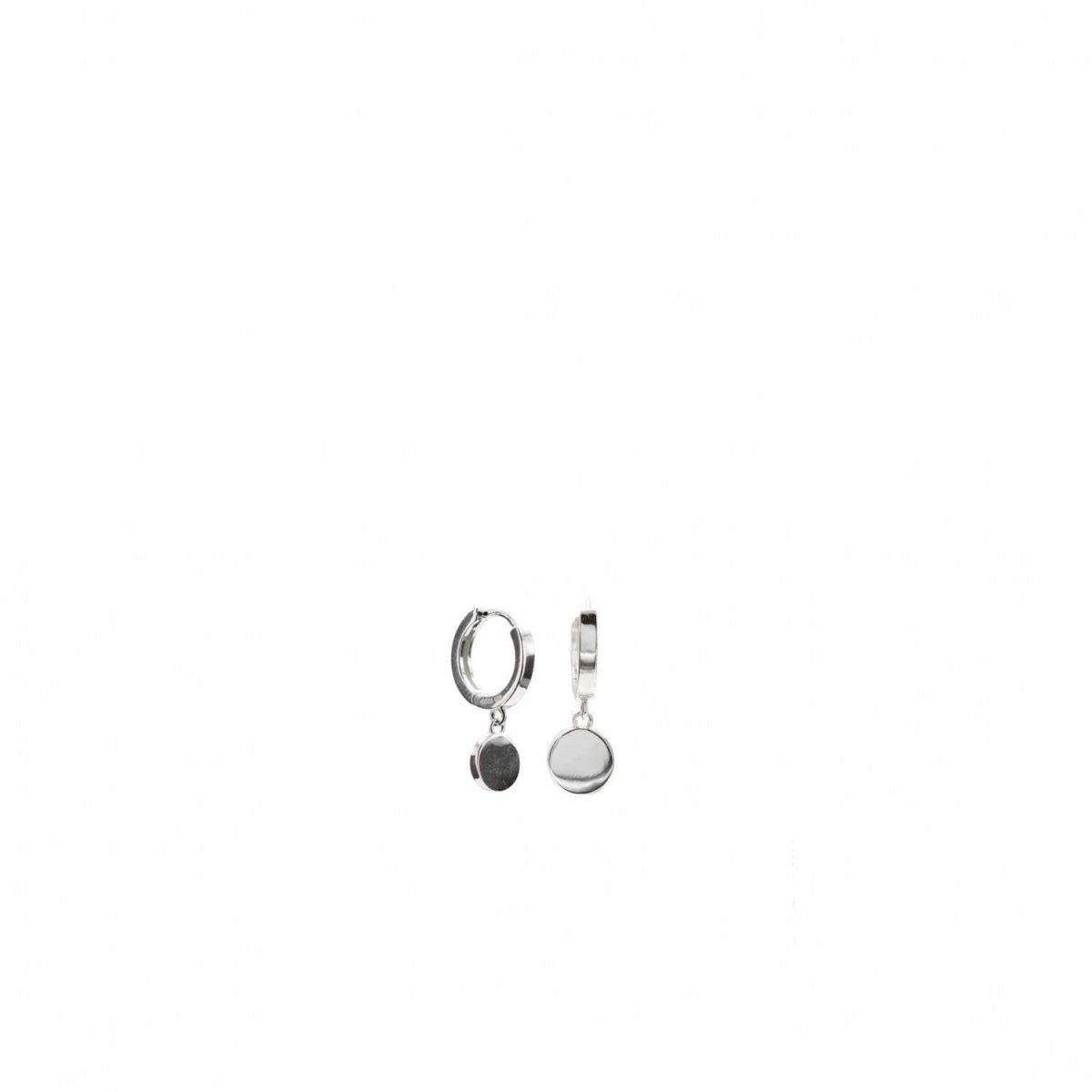 Pendientes aros con colgantes motivo circular y plata lisa-LINEARGENT