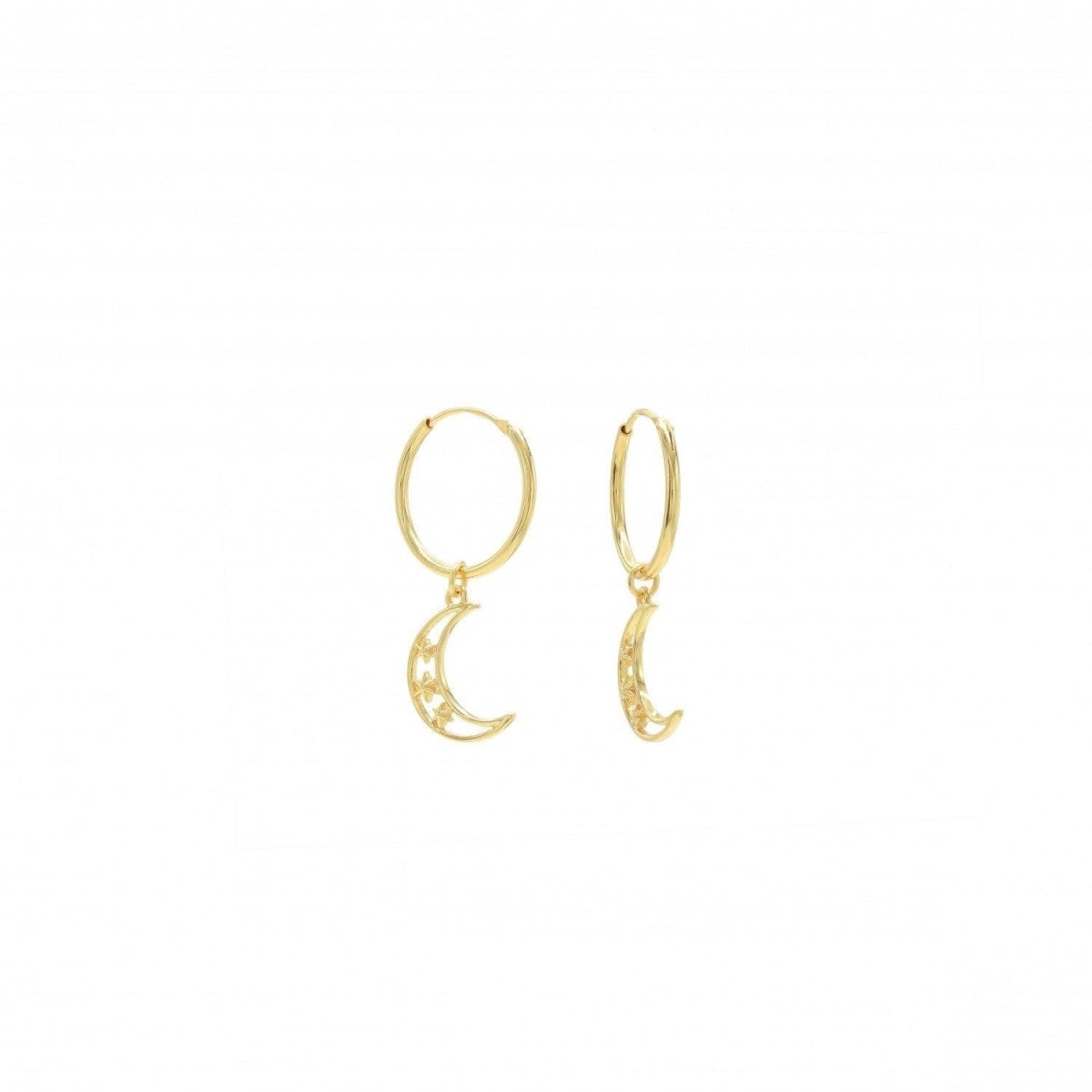 Pendientes aros con colgantes motivo luna y mini estrellas-LINEARGENT